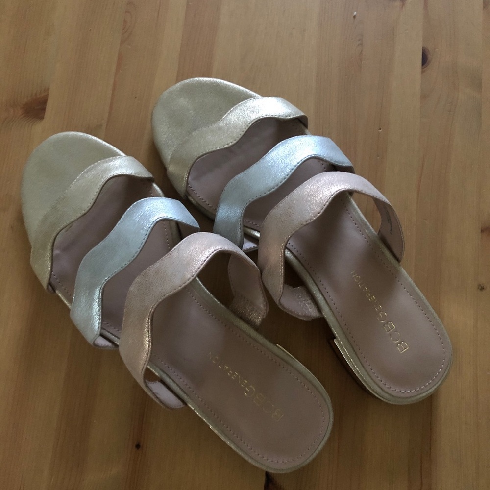BCBGeneration Silver/Gold/Bronze Metallic Sandals